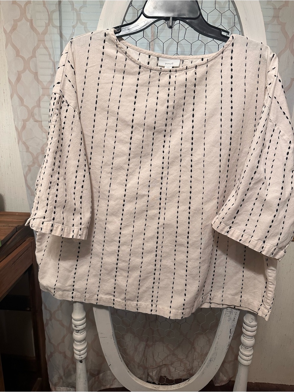 J. Jill Cream and black Blouse